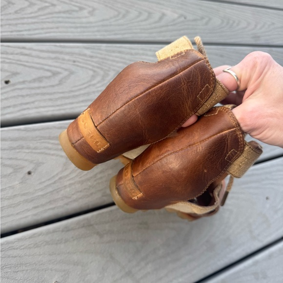 Sorel Joanie Lace-Up Wedge Sandals Brown Leather Women’s 9 - Picture 3 of 7